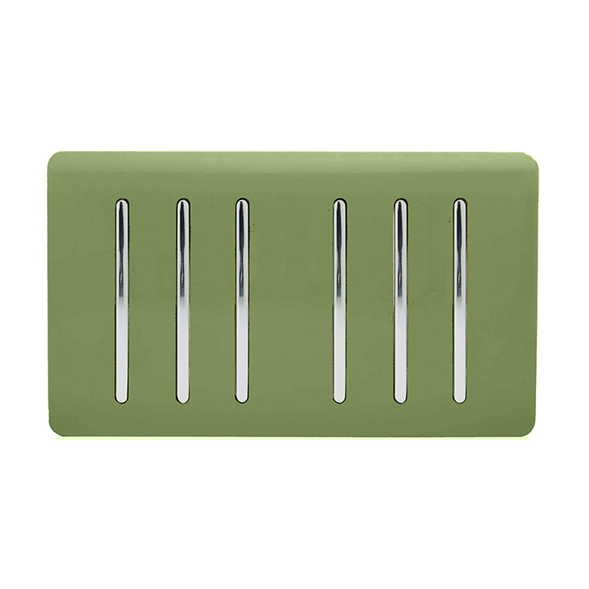 ART-SS66MG  6 Gang 2 Way 10 Amp Rocker Twin Plate Moss Green
